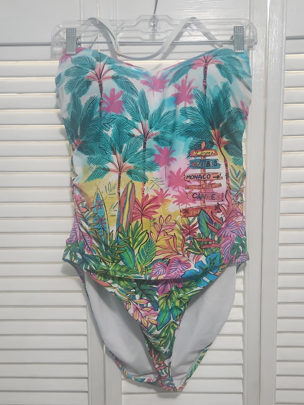 Bleu Rod Beattie Tropical Palm Print One-Piece Swimsuit - Size 14